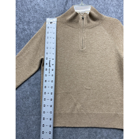 J.Crew Cashmere Sweater Womens Small? Tan Half Zip Mock Neck Pullover AE4338 - Picture 4 of 14